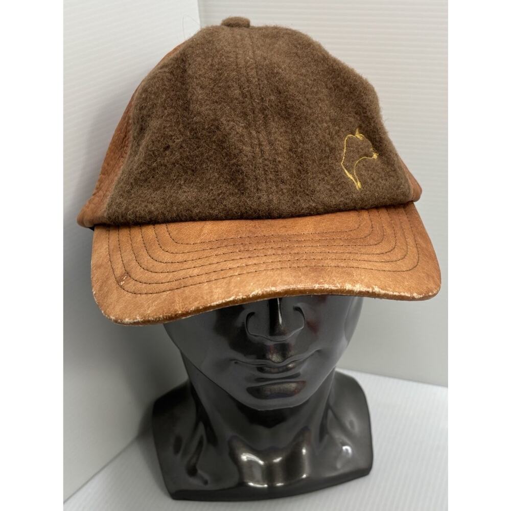 Buffalo Gold Leather and Suede Adjustable Hat Unique See Photos